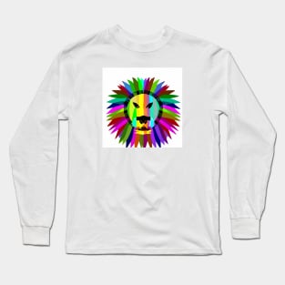 Cute Colorful Lion Shape Head Drawing Long Sleeve T-Shirt